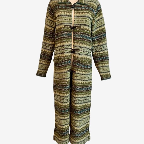 Talbots Nordic Fair Isle Cardigan Sweater S Long Earthy Forest Cottage Outdoors - Picture 2 of 8